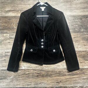 White House Black Market Velvet Black Blazer Fitted Tailored